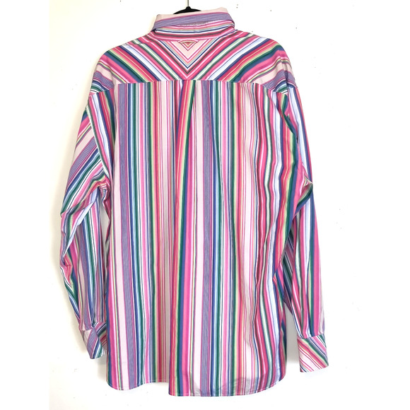 VTG Tommy Hilfiger Men's Shirt XL Striped Multicolor Rainbow Colors Cotton - Picture 5 of 16